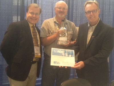 Dr. Bruce Dvorak, Rob Pierce, and Tony Bilek accept the ACE water award on Fremont's behalf